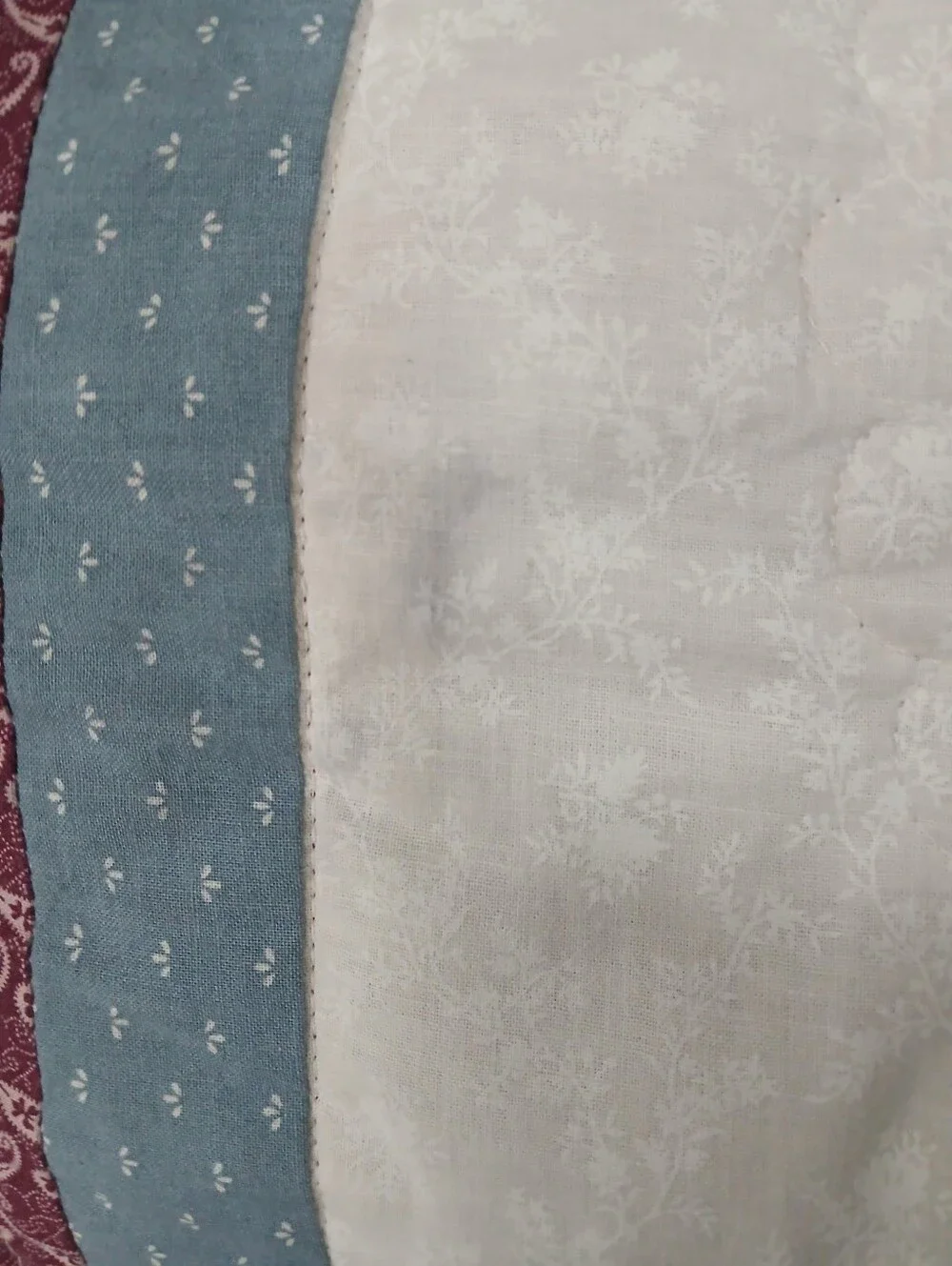 Handcrafted Star Quilt in Blue, Purple, Cream - Unbranded